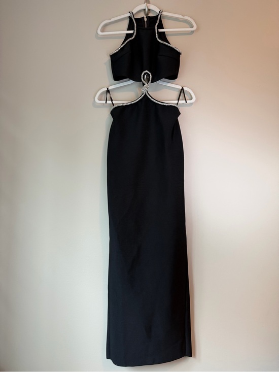 Hello Molly Dresses & Skirts - Hello Molly Black Rhinestone Trim Cutout Column Gown Sz M NWT